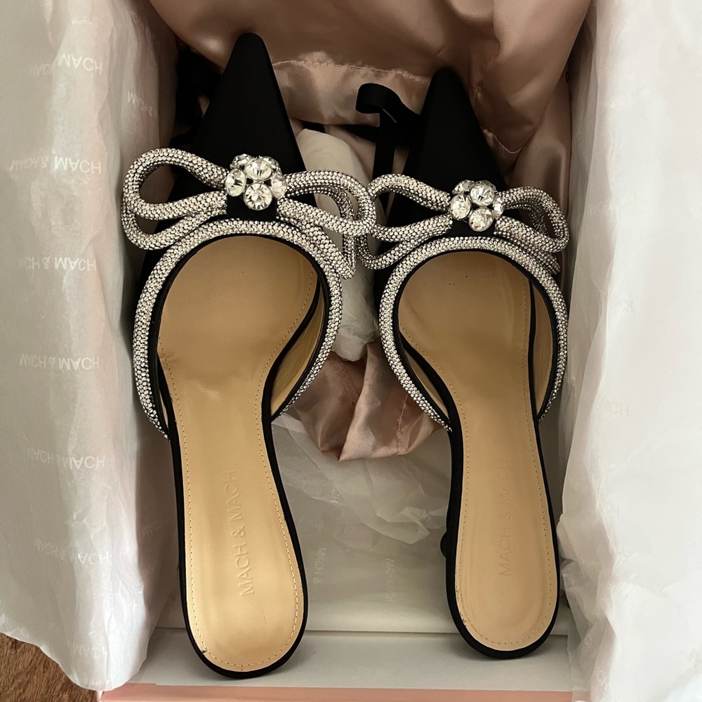 Mach and Mach double bow satin mule